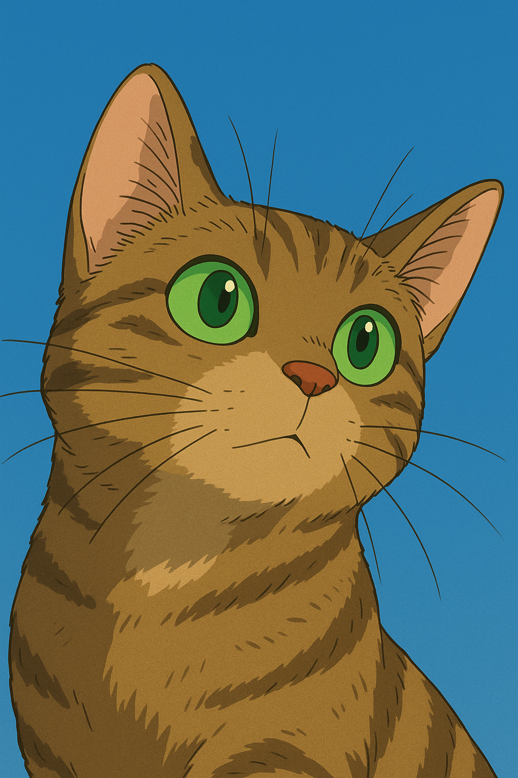 Ghibli-style illustration of a cat